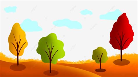 Illustration Of Beautiful Autumn Trees Autumn Landscape Autumn