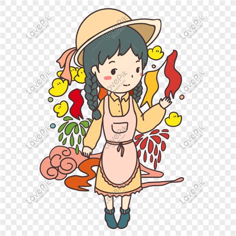 New Year Girl Festive Hand Drawn Illustration PNG Transparent Image And ...
