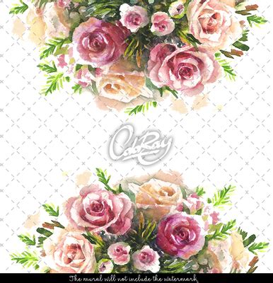 Watercolor Rose Wallpaper, wall mural - ColorayDecor.com