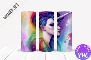 Unicorn Girl Oz Skinny Tumbler Wrap Graphic By Wowed Art Creative