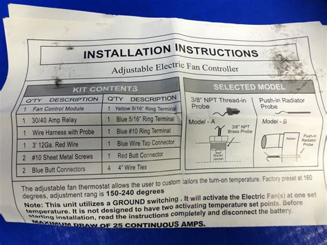 Proform 69598 Adjustable Electric Fan Controller Thread In Probe Sensor