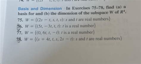 Solved Basis And Dimension In Exercises Find A A Chegg