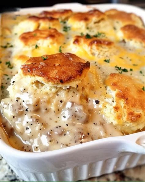 Biscuit And Gravy Casserole Easy Breakfast Recipe