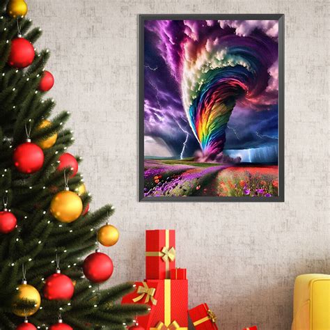 D Diy Full Round Drill Diamond Painting Multicolored Clouds Home Decor