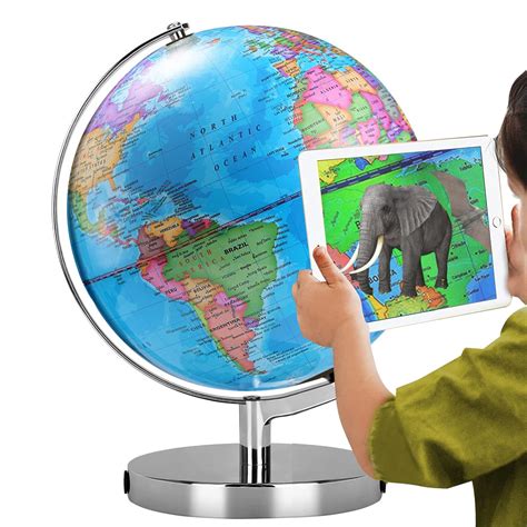 Ar Illuminated World Globe For Kids Rewritable Colorful