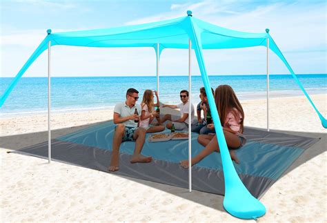 Beach Tent Canopy 10'x10' Sun Shelter for 6-8 Person, UPF 50 ...