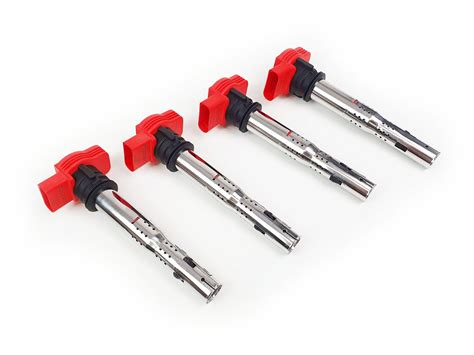 VW Audi TFSI TSI 4X Red R8 Ignition Pencil Coil Packs Upgrade Set