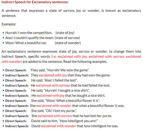 10 Examples Of Exclamatory Sentences In Direct And Indirect Speech