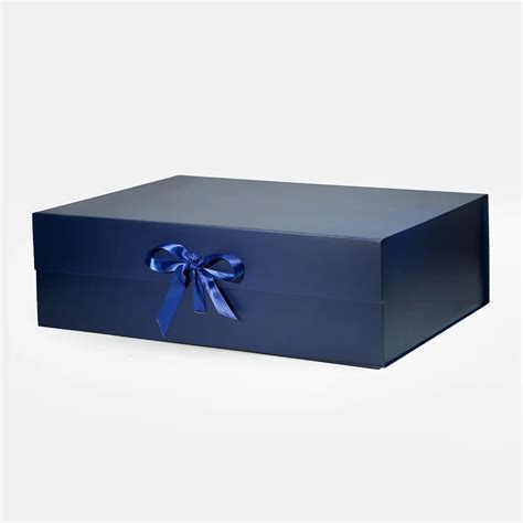 XXXL Navy Blue Magnetic Gift Box With Ribbon Geotobox