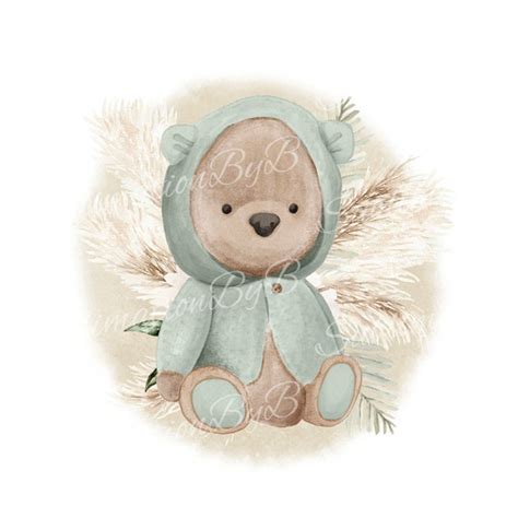 Teddy Bear Design for kids Boho Pampas toddler Sublimation Design ...