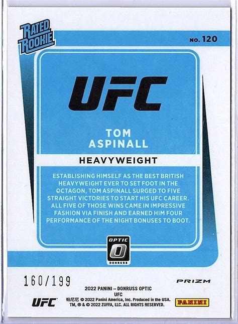 2022 Panini Donruss Optic UFC Tom Aspinall Rated Rookie Red Prizm RC