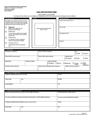 Fillable Online Konsuler Indonesia Bern VISA APPLICATION FORM The