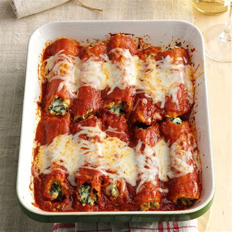 Make Ahead Spinach Manicotti Recipe Taste Of Home