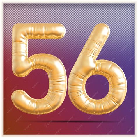 Premium Psd Bubble Gold Number 56