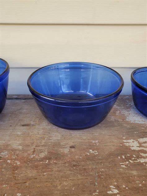 Anchor Hocking Cobalt Blue Glass Nesting Mixing Bowl Set Set Etsy