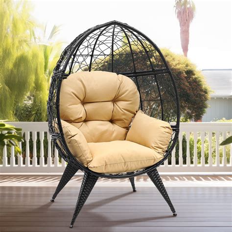 Dextrus Egg Chair Wicker Outdoor Indoor Oversized Large Lounger With