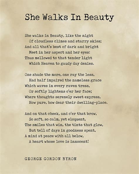 She Walks In Beauty George Gordon Byron Poem Literature