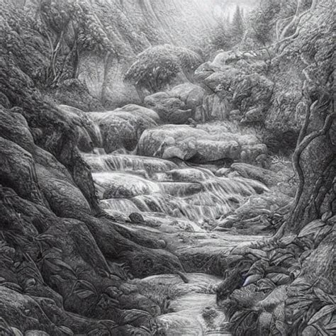 A Beautiful Natural Landscape Hyper Detailed Pencil Sketch Arthub Ai