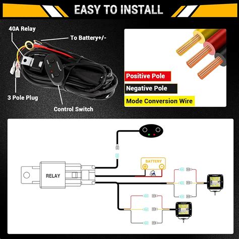 Auxbeam Luces LED ámbar 3 pulgadas de 72 W con luz estroboscópica 6