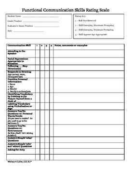 Functional Communication Skills Rating Scale By Slpmommiof2 TPT