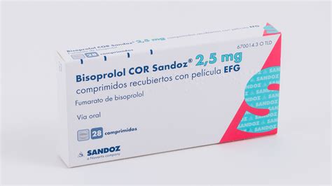 BISOPROLOL COR SANDOZ EFG 2 5 mg 28 COMPRIMIDOS RECUBIERTOS Farmacéuticos