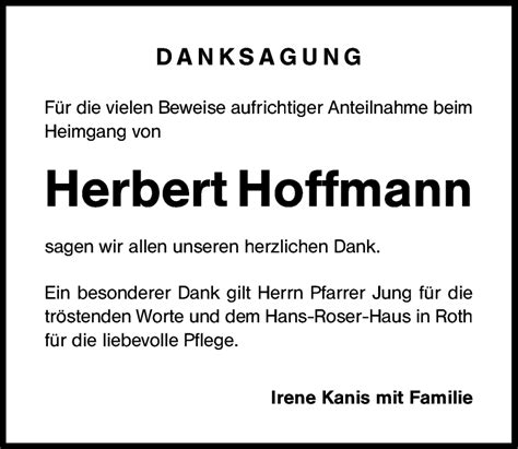 Traueranzeigen Von Herbert Hoffmann Trauer Nn De