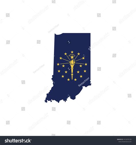 Map Of Indiana With Us State Name And Flag Royalty Free Stock Vector