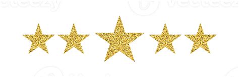 Golden glitter five-stars rating icon 33255643 PNG