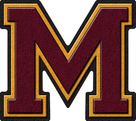 Presentation Alphabets Maroon Gold Varsity Letter M