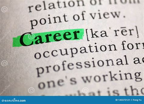 Definition Of The Word Career Stock Image Image Of Close Dictionary