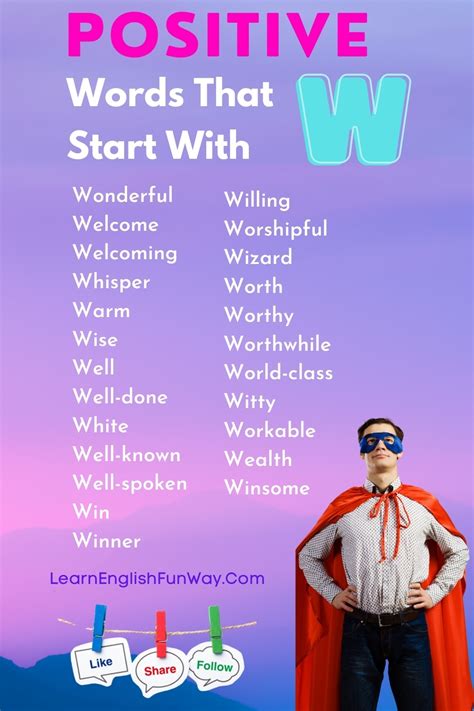 Verbs That Start With W Adjectives That Start With Different