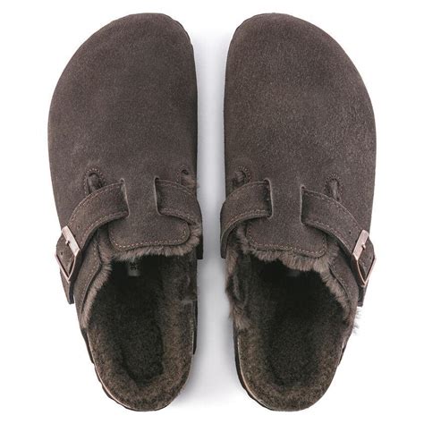 Birkenstock Boston Shearling Suede Leather Clog Mocha Garmentory