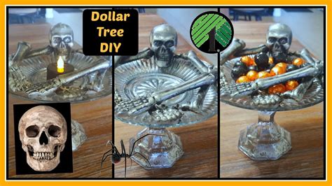 Dollar Tree Diy Halloween Skeleton Plate Stand Home Decor Youtube