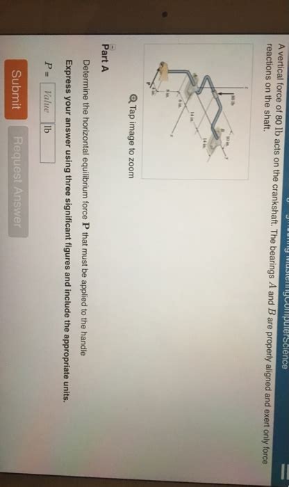 Solved A Vertical Force Of Lb Acts On The Crankshaft The Chegg