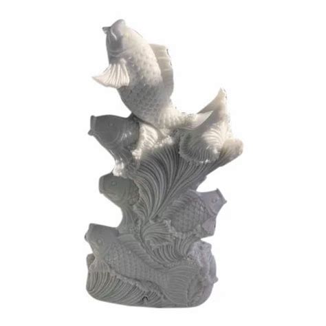 White Ceramic Fish Fountain Roman Head Statue For Outdoor Use At