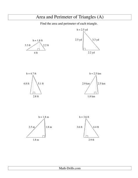 Area And Perimeter Of Triangles Up To 1 Decimal Place Range 1 5 All