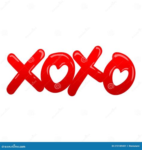 Xoxo Icon Hugs And Kisses Line Art Lettering And Hearts On A White