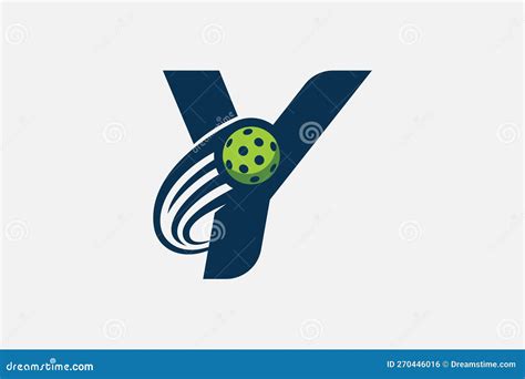 Pickleball Logo With A Combination Of Letter Y And A Moving Ball Stock