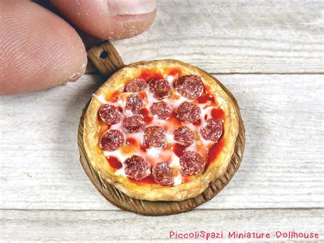 Pepperoni Pizza Miniature Fake Food Pinsa Scale Food Dollhouse