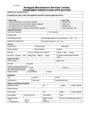 Microfinance Loan Form Format Fill Online Printable Fillable Blank