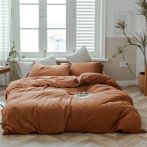 Amazon AMWAN Jersey Knit Cotton Duvet Cover Set Solid Pumpkin