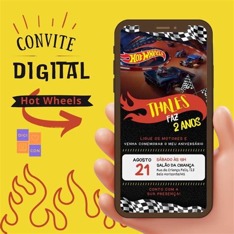 Convite Digital Aniversário Hot Wheels Elo Produtos Especiais