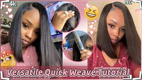 HOW TO EXTREMELY VERSATILE QUICKWEAVE W LEAVE OUT CAN PUT IN BUN