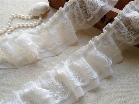 2 Yards White Ruffled Lace Trim Chiffon Lace Fabric Folded Etsy