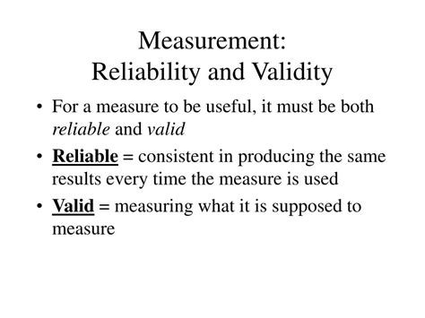 Ppt Measurement Reliability And Validity Powerpoint Presentation