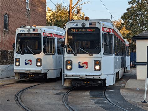 Septa Route 34 Trolleys Waiting At Their Loop At 61st And Baltimore Go