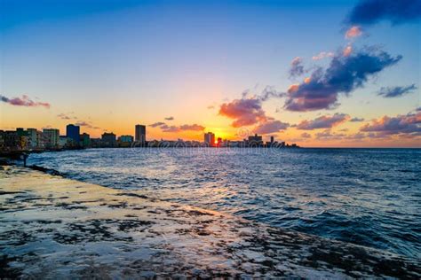 Sunset In HavanaSunset In Havana With A View Of The Ocean Stock Image ...