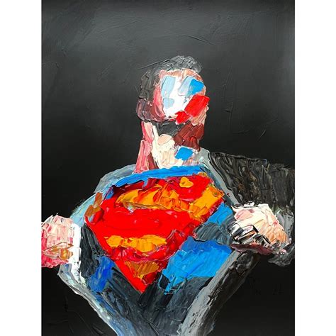 Superman Abstract Tearing Off Suit Original Palette Knife Painting