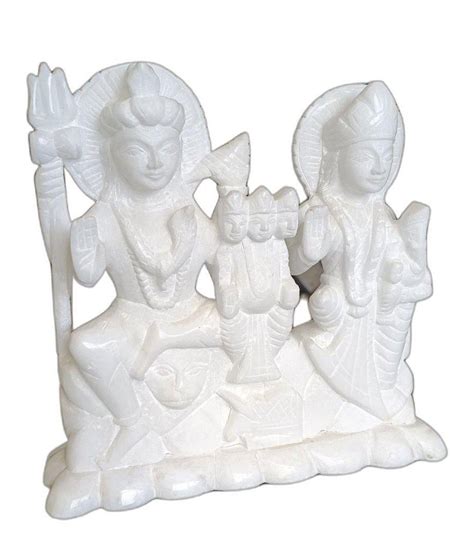 Plain Hindu White Marble Shiv Parivar Statue For Worship Size 9 Inch