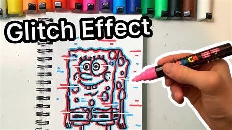 Drawing SpongeBob With Posca Markers Glitch Effect YouTube